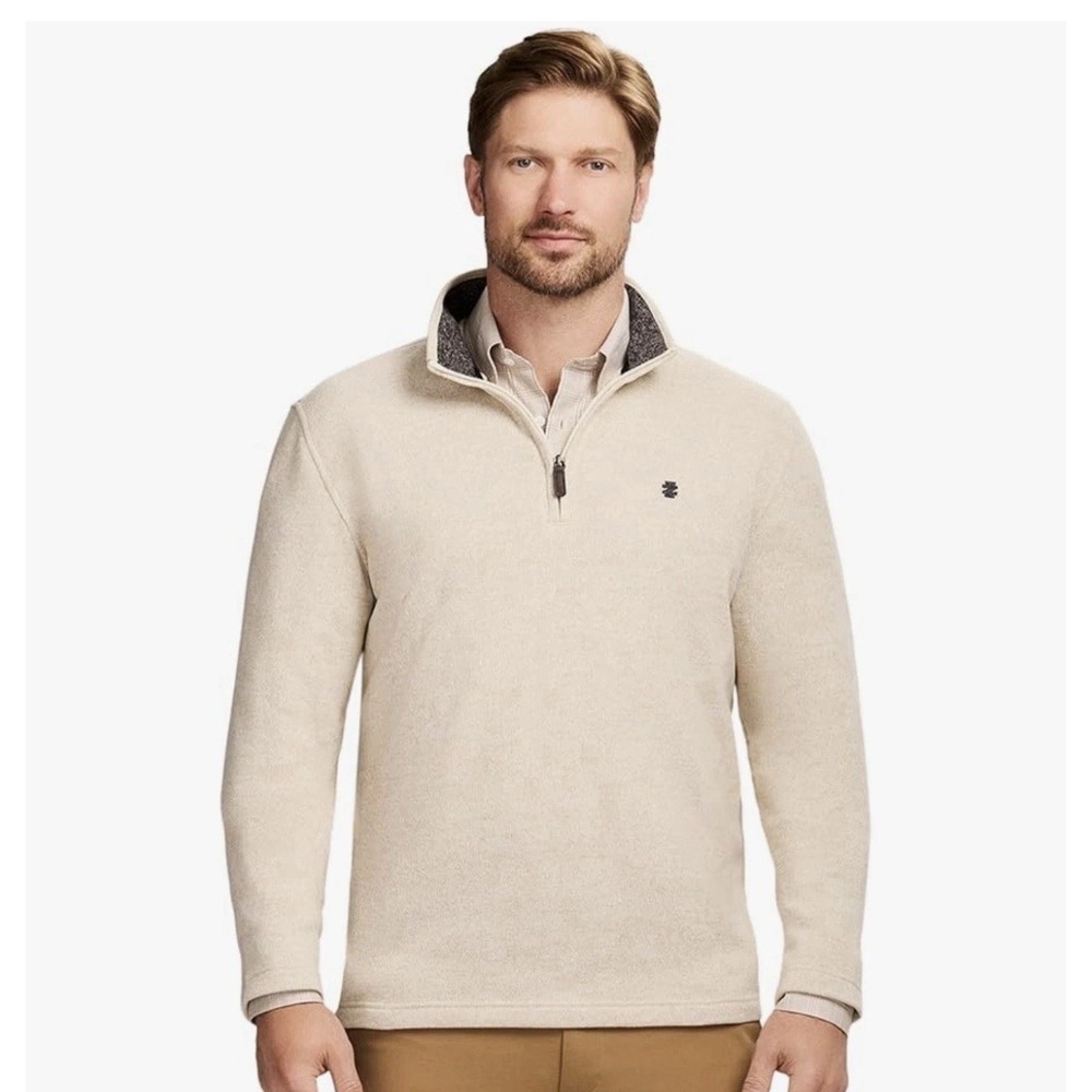 NEW Izod 1/4 Zip Fleece Long Sleeve Pullover Sweater Rock Heather Mens Size 2XLT - Picture 12 of 13